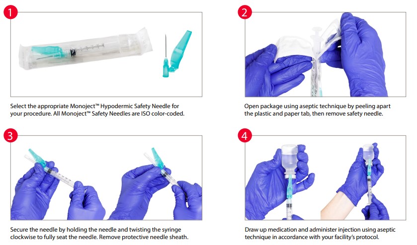 Monoject Safety Hypodermic Needle & Syringe Combo